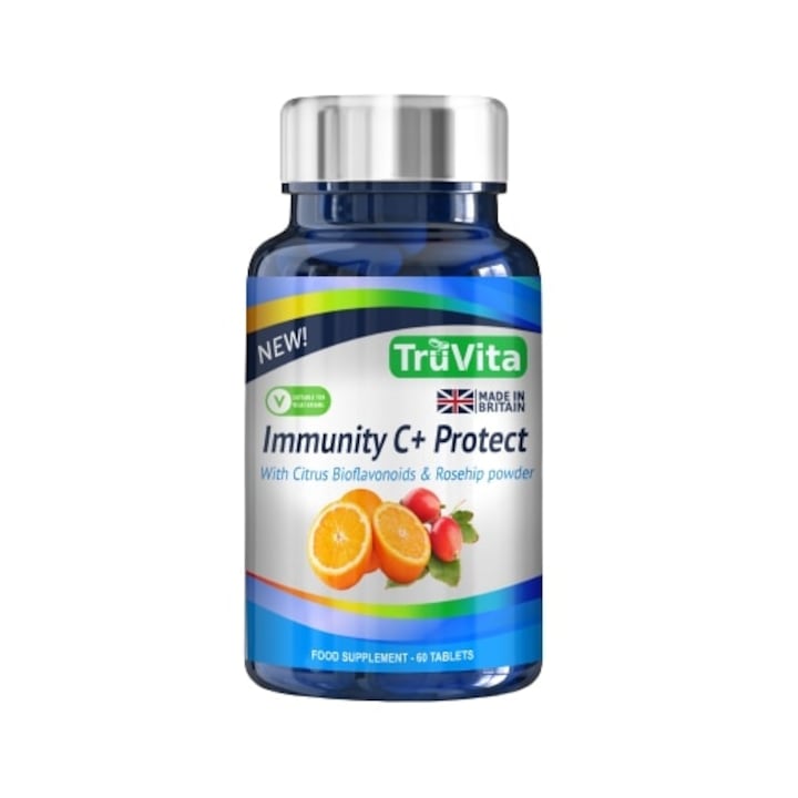 Vitamina C 1000mg TruVita Immunity C+ Protect 60 tablete cu macese si bioflavonoide absorptie lenta