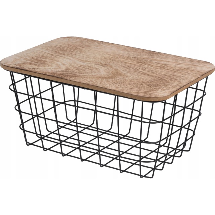 Cos servire, Metal/MDF, 31,5 x 21,5 x 16 cm, Negru