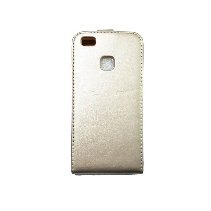 Златен флип калъф за Huawei P9 lite от екологична кожа