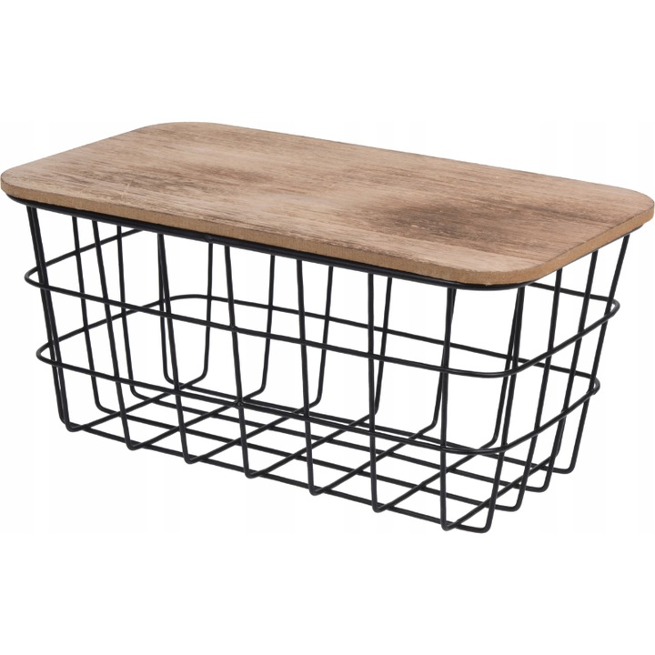 Cos servire, 26,5 x 15,5 x 12,5 cm, Metal, Negru/Bej