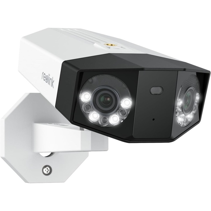 Camera supraveghere IP exterior Reolink Duo 3 PoE, 16MP, 4K, UHD Dual-Lens, vedere panoramica 180°, slot card, lumina alba / IR 30 m, detectie oameni/vehicule, microfon