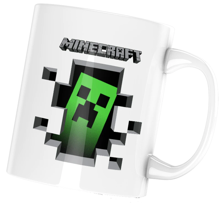 Cana personalizata ceramica alba " Minecraft Creeper Inside " , 330 ml