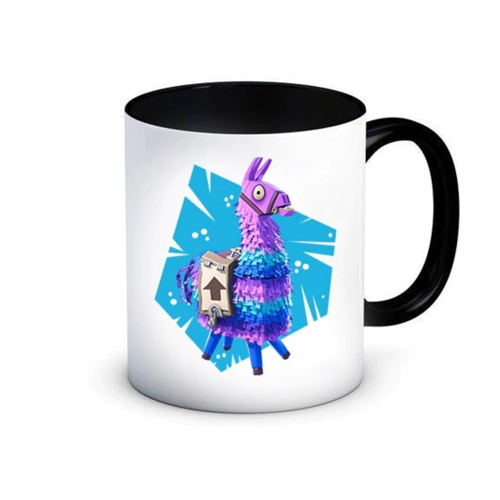 Cana personalizata ceramica alba "Lama, Fortnite " , 330 ml