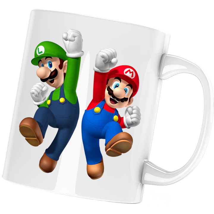 Cana personalizata ceramica alba "Super Mario Bros Luigi Mario Odyssey" , 330 ml