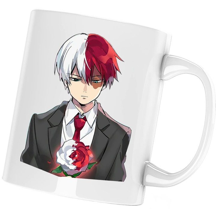 Cana personalizata ceramica alba "Anime Superhero Todoroki Hero Academia" , 330 ml