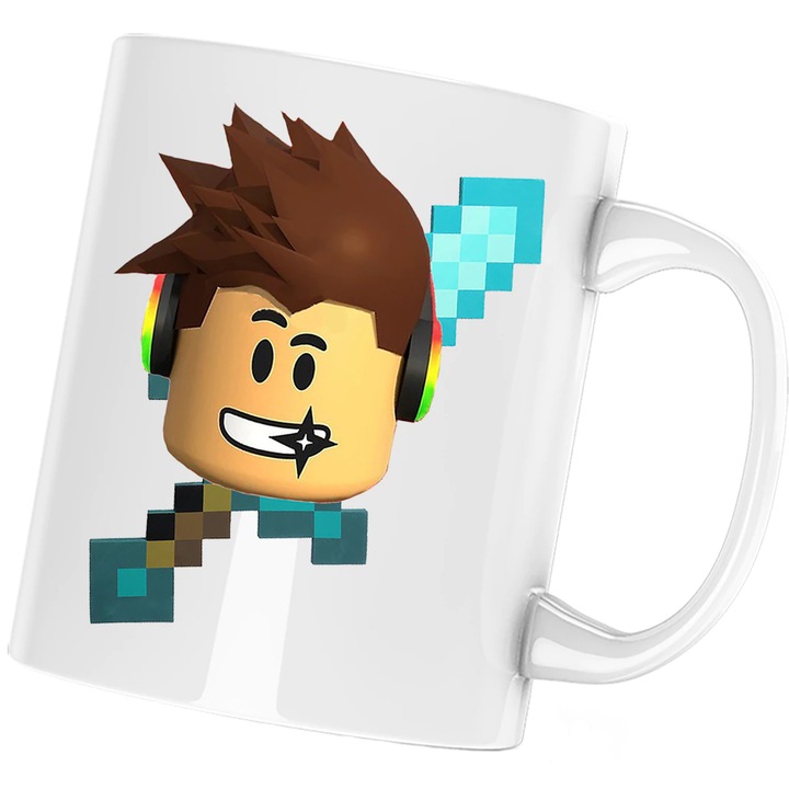 Cana personalizata ceramica alba "Roblox Diamond Sword Minecraft" , 330 ml