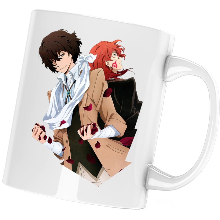 Cana personalizata ceramica alba "Bungo Stray Dogs Osamu Dazai Plush Detectiv" , 330 ml