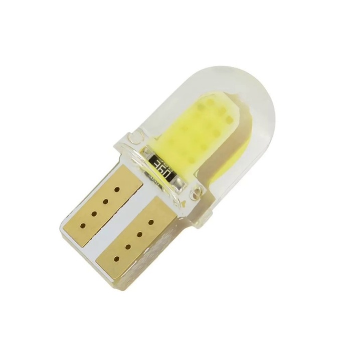 Комплект 2x COB LED авто-мото крушки 12V, W5W, T10, за табло, позиция, плафон, багажник, врата, бяла светлина
