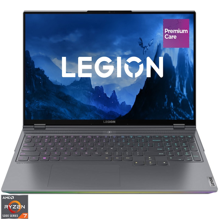Лаптоп Gaming Lenovo Legion 7 16ACHg6, AMD Ryzen™ 7 5800H, 16", WQXGA, RAM 16GB, 1TB SSD, NVIDIA® GeForce® RTX™ 3070 8GB, No OS, Storm Grey