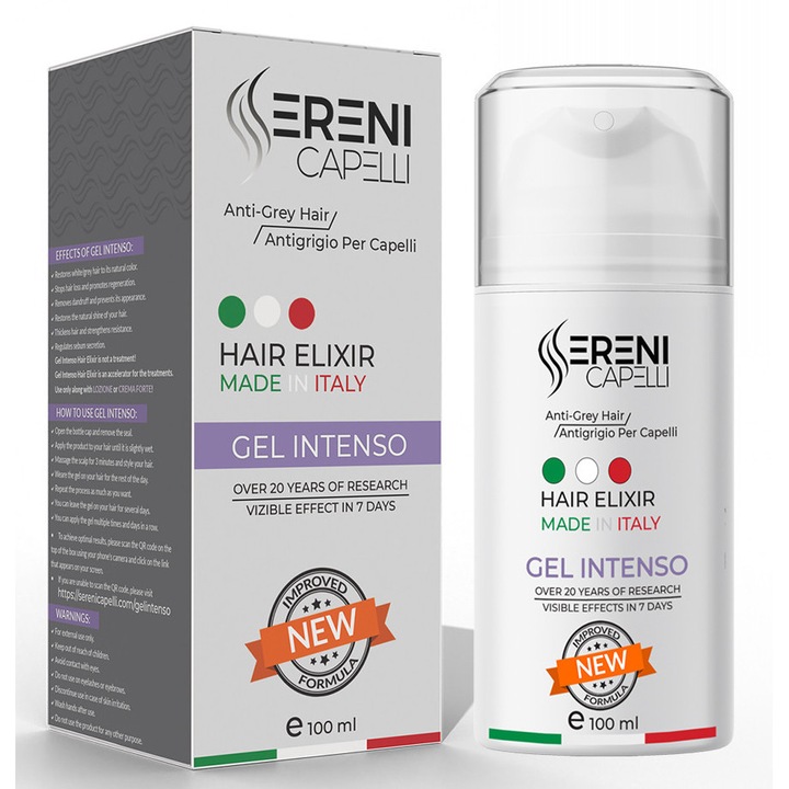 Gel Impotriva Parului Alb, Anticadere si AntiMatreata, Sereni Capelli, Hair Elixir Gel Intenso, 100 ml