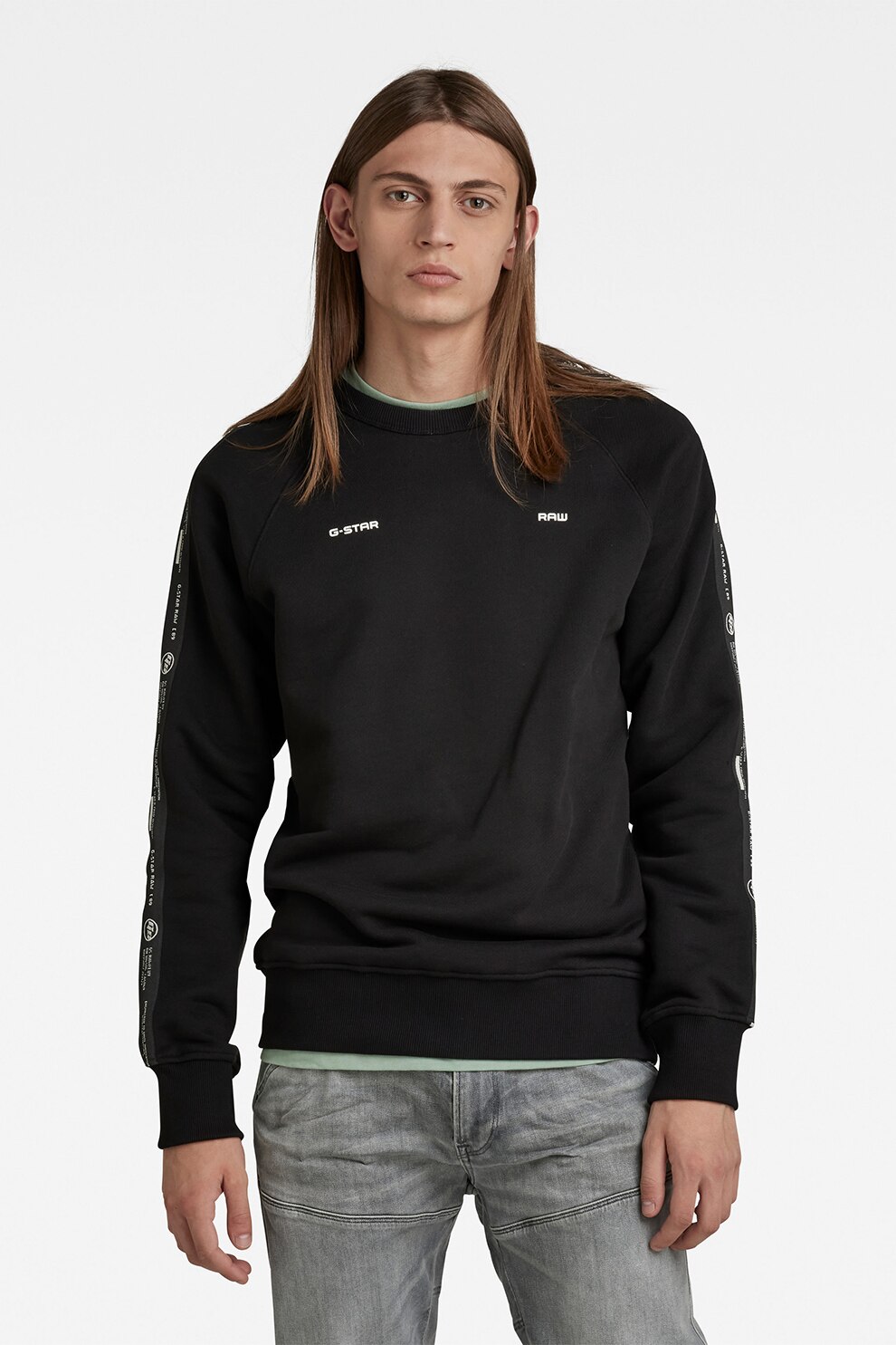 G-STAR, Bluza sport cu maneci raglan Tape, Negru, M