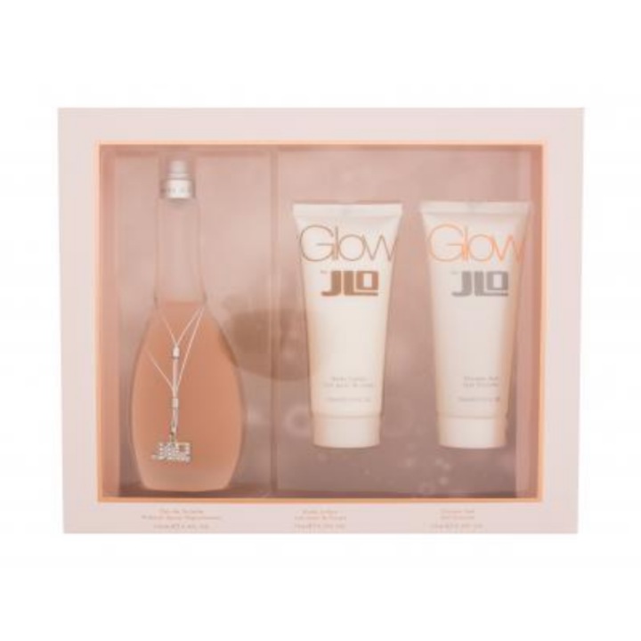 Ajándékkészlet nőknek JENNIFER LOPEZ GLOW BY JLO Eau de toilette 100 ml, testápoló tej 75 ml, tusfürdő 75 ml