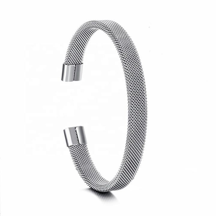 Bratara dama tip mesh, argintie