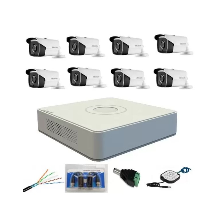 Set Supraveghere Video 8MP 4K, Asecam, Viziune Nocturna Color, 8CH NVR si 6 Camere, IP66, Multicolor