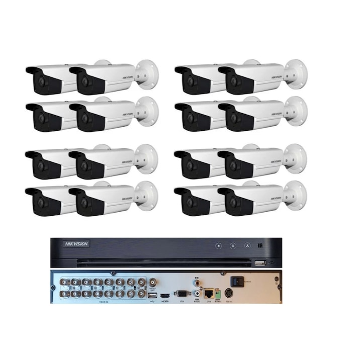 Sistem supraveghere Hikvision basic format din 6 camere 8MP, IR 60 metri si DVR 8 canale 4K