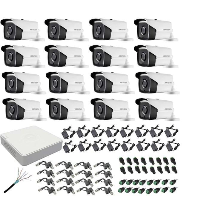 Sistem supraveghere complet Dahua 4 camere IP 4 MP Dual Light IR 30m WL 30m Microfon NVR 4 canale HDD si accesorii instalare incluse
