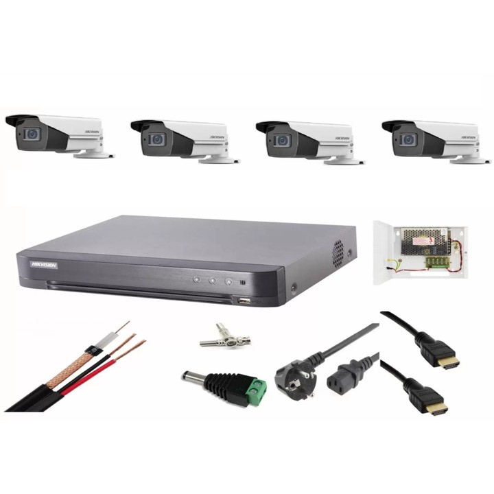 Kit supraveghere video PNI House WiFi663 NVR cu LCD si 4 camere wireless de exterior 3MP, P2P, IP66