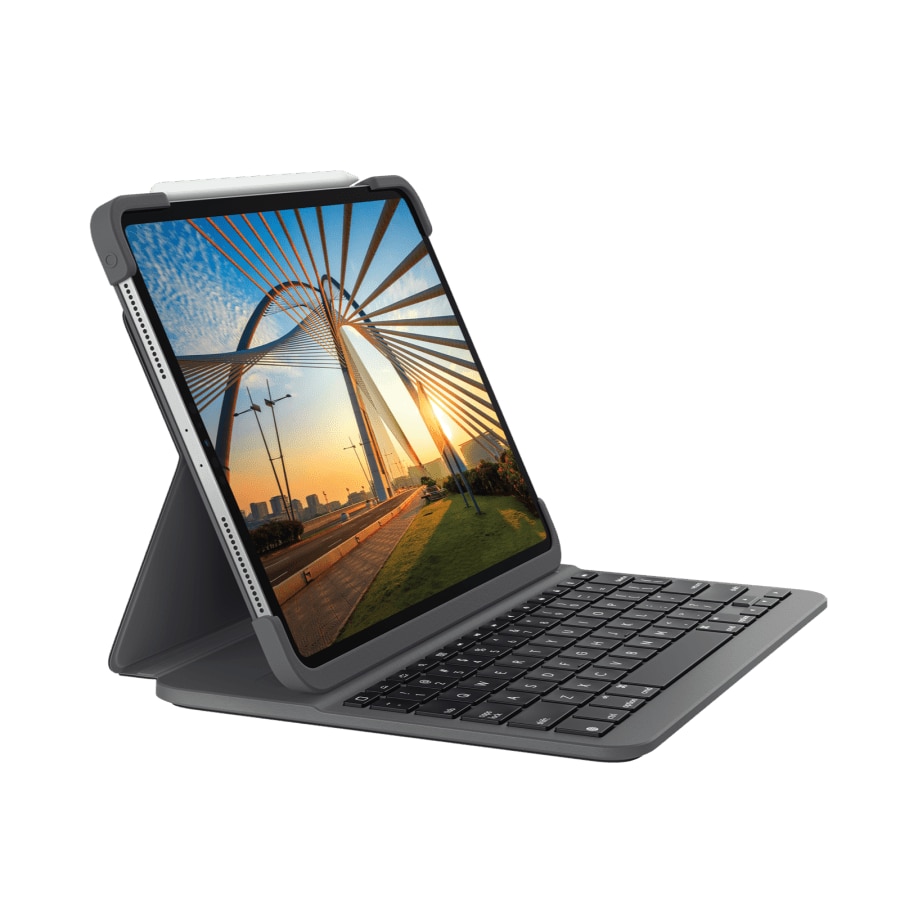 Husa cu tastatura Logitech Slim Folio Propentru ipad Pro 12.9 (3rd si 4th gen), Layout Italiana, Carbon Black