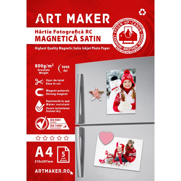 Hartie foto magnetica Art Maker Satin, A4, 800g/mp, 5 coli/ top
