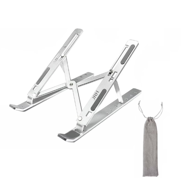 Suport pentru laptop reglabil, JRH, ventilat pentru notebook si tableta de 7-15,6 inch, lungime 25cm, ergonomic, aluminiu united trading express ®