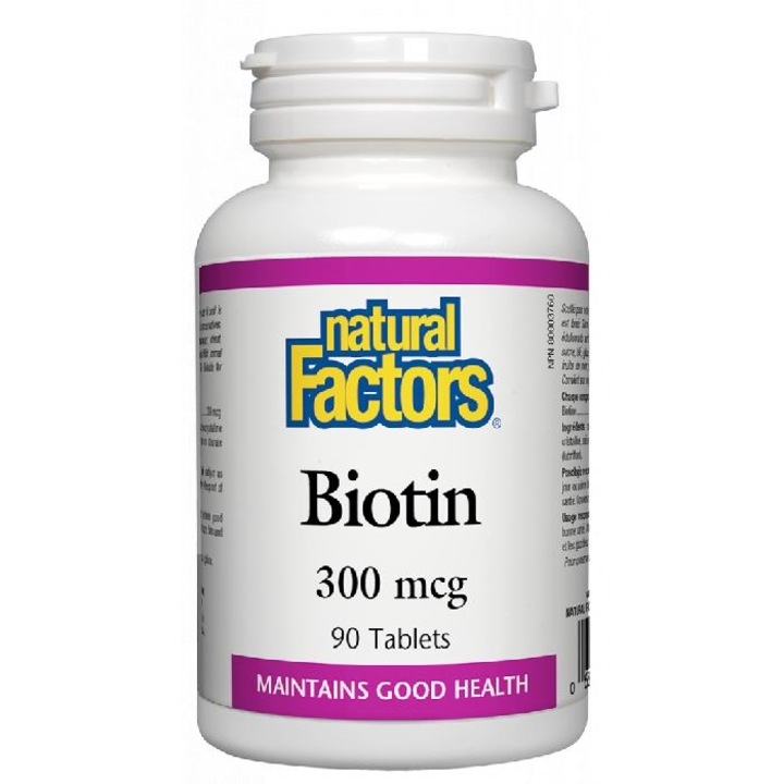 Хранителна добавка, NATURAL FACTORS BIOTIN 300mcg, 90 tabl
