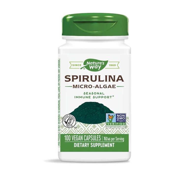 Хранителна добавка, NATURES WAY, SPIRULINA 380mg, 100 caps