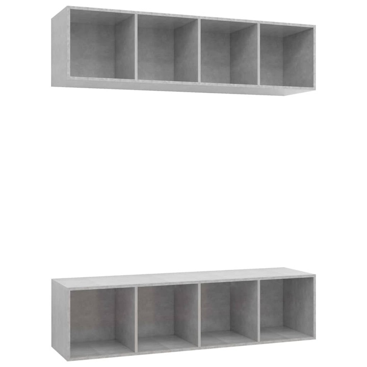 vidaXL Комплект от 2 стенен ТВ шкафа, бетонно сив, инженерно дърво, 37 x 37 x 142,5 см, 23,5 кг