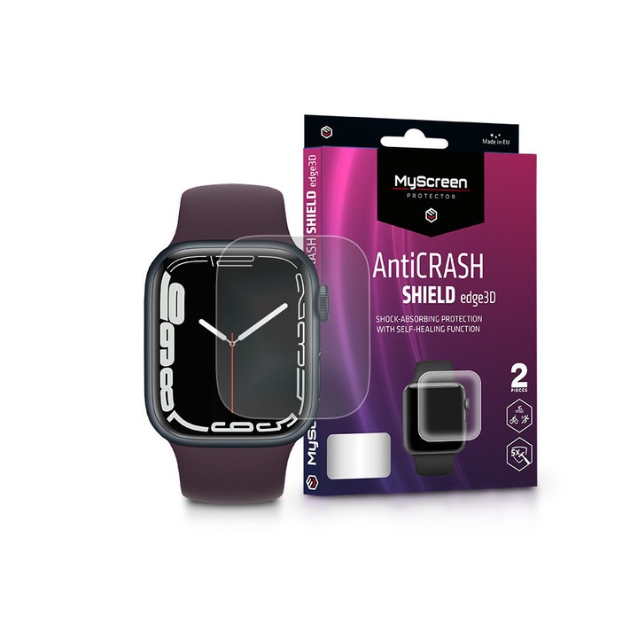 Apple Watch Series 7/Series 8 (45 mm) ütésálló képernyővédő fólia - MyScreen Protector AntiCrash Shield Edge3D - 2 db/csomag - átlátszó