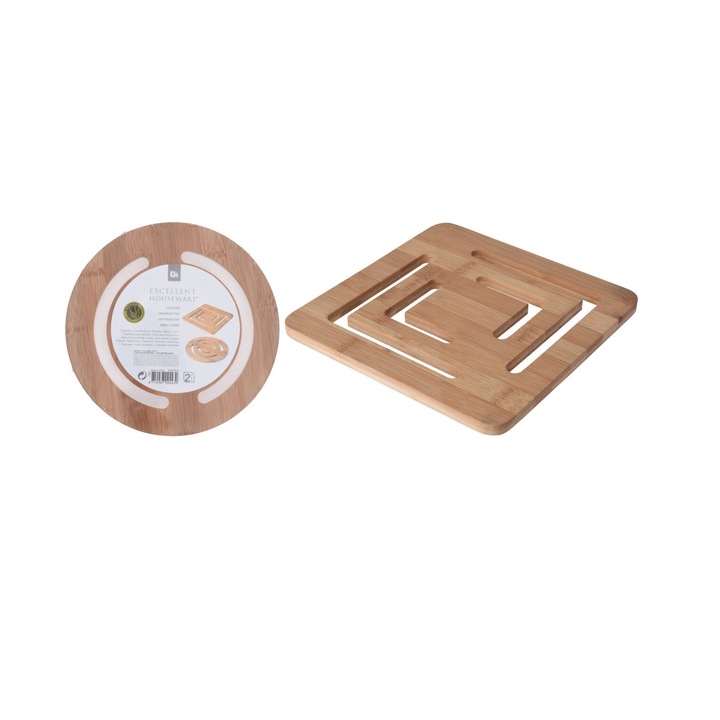 Set 2 suporturi pentru oala Excellent Houseware, bambus, 20x0.9 cm, maro