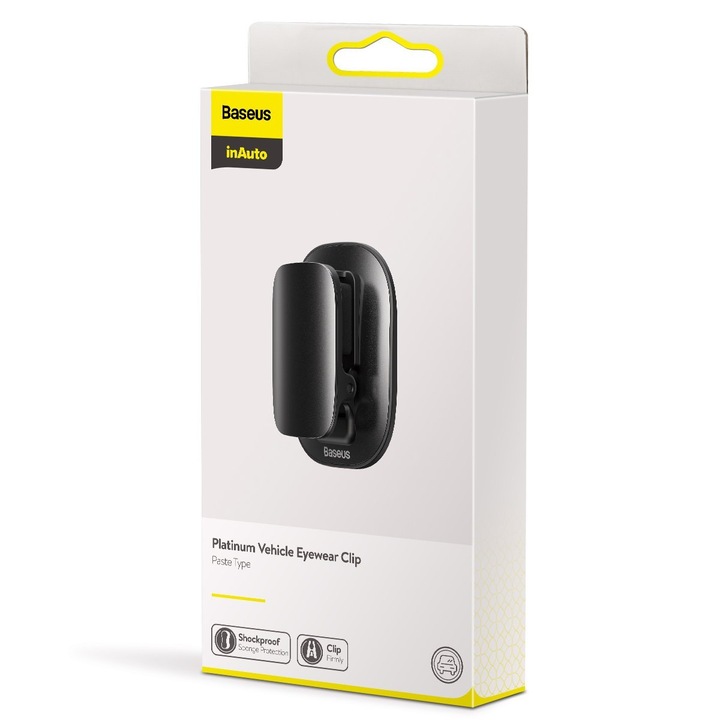 Suport Ochelari Auto Baseus cu Banda 3M de Fixare, Platinum Vehicle, Negru
