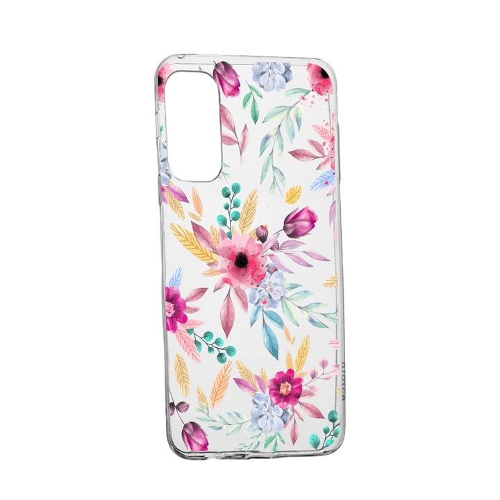 Силиконов калъф Unique за Realme V13 5G, Happy Flowers, Transparent TR 69