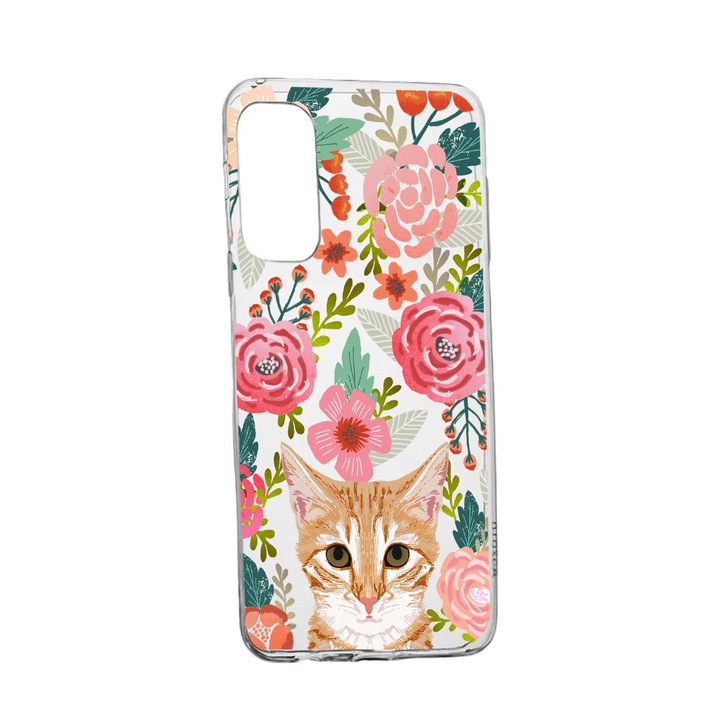 Силиконов калъф Unique за Vivo X60 Pro, Cat and Flowers, Transparent TR 638