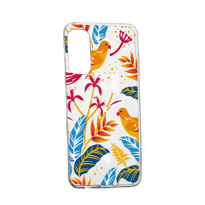 Силиконов калъф Unique за Realme V13 5G, Colored Birds, Transparent TR 769