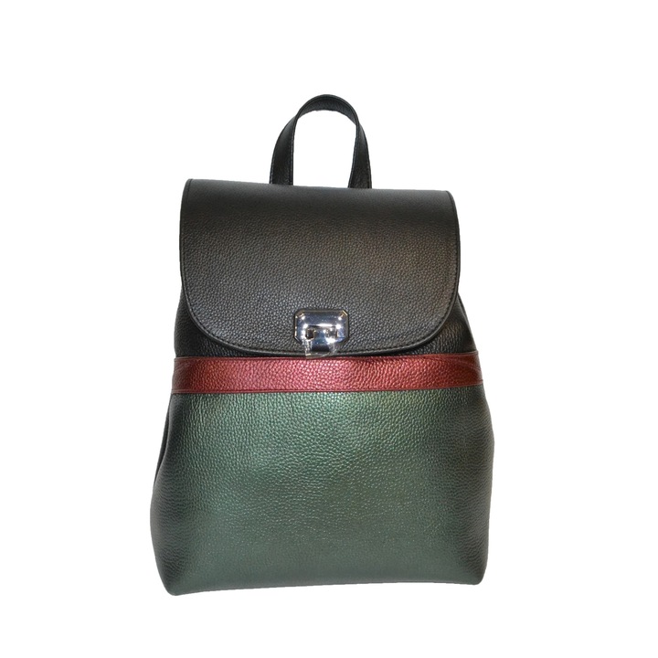 Rucsac Zea, 184, casual, Negru/verde metalizat