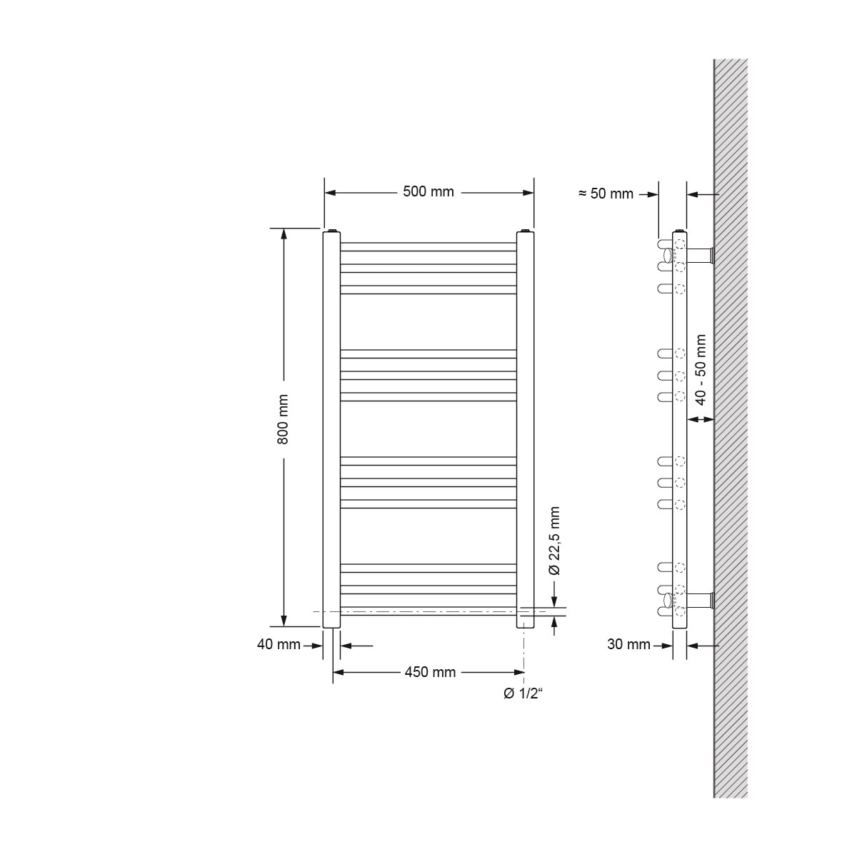 Radiator (calorifer) baie, ECD Germany, 500x800 mm, antracit, include ...