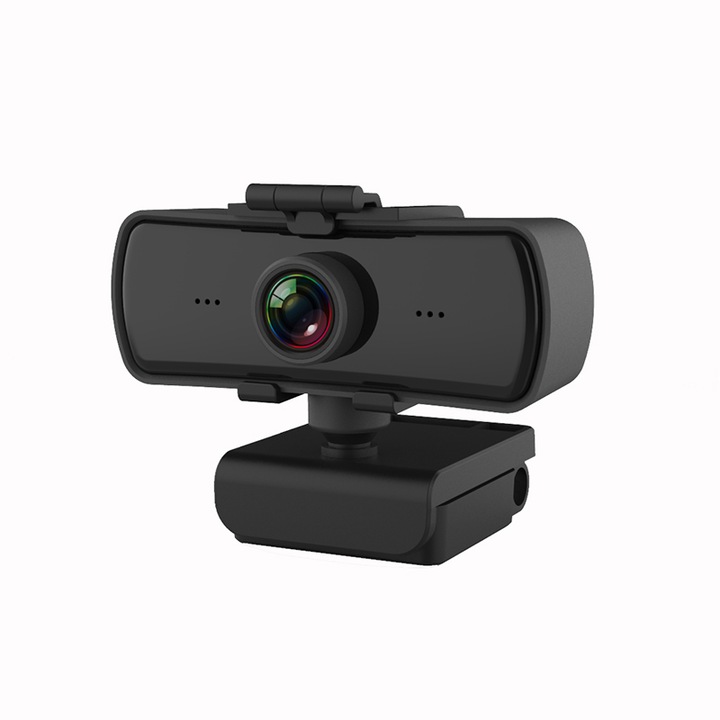 Webcam 2K, Microfon, USB, HD, Plastic, Negru