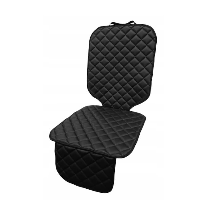 Protectie scaun auto copii, scoica bebe, neagra, din piele ecologica matlasata, lavabila, impermeabila, Metru Patrat