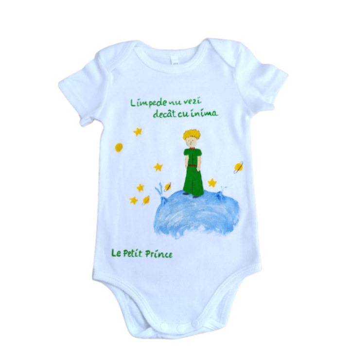Body bebe, Micul Print, pictat manual, Alb