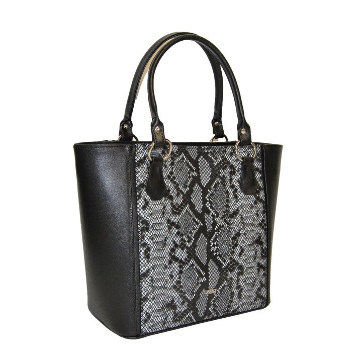 Zea 149 táska, irodai, fehér kígyóbőr, fekete