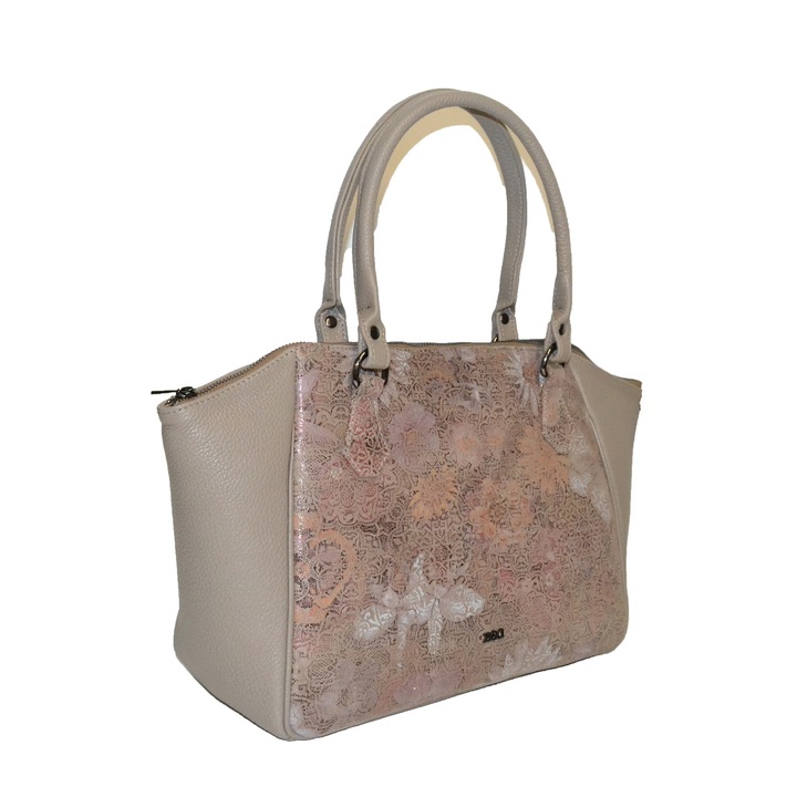 Geanta Zea,141, casual, capuccino, floral grej