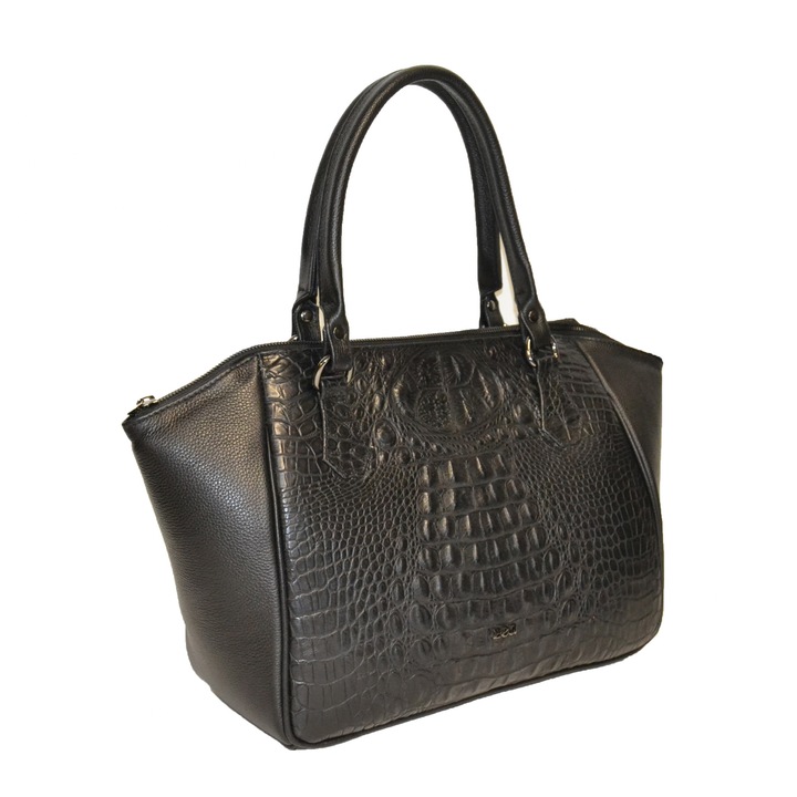 Geanta Zea,141, casual, neagra, piele sarpe