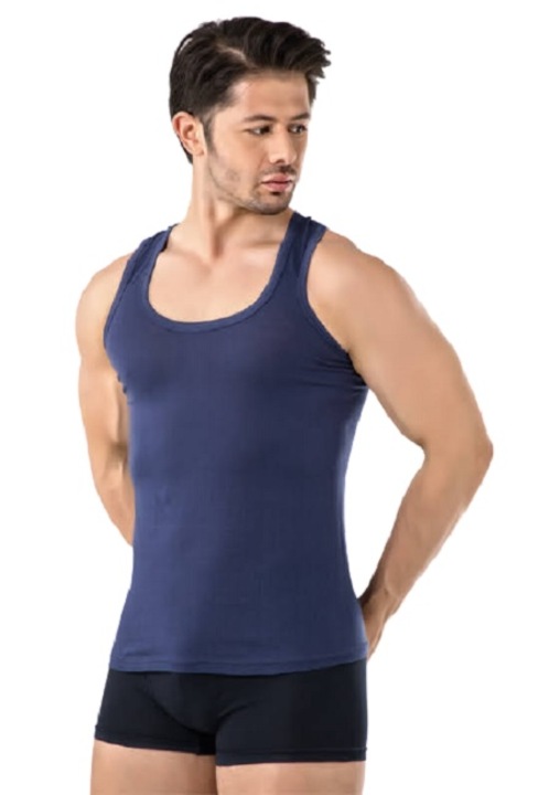 Комплект от 6 броя мъжки потници, Fidan, памук, блумарин, Тъмносин