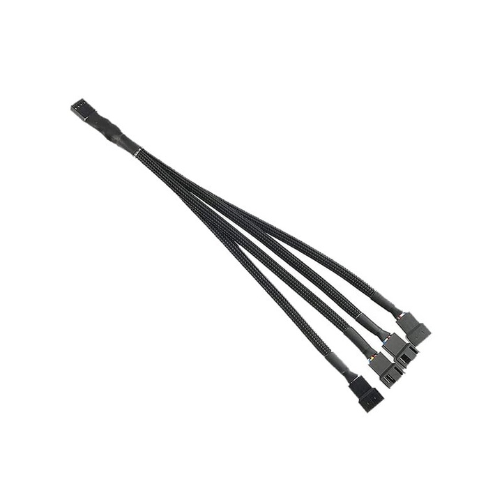 Cablu Adaptor UpHere FH-04, Splitter 1 Intrare - 4 Iesiri, 4 Pini 12V PMW, 25cm, Negru