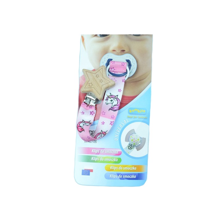 Lant pentru suzeta Topgal Unicorn 345353U, Roz 0-3 luni