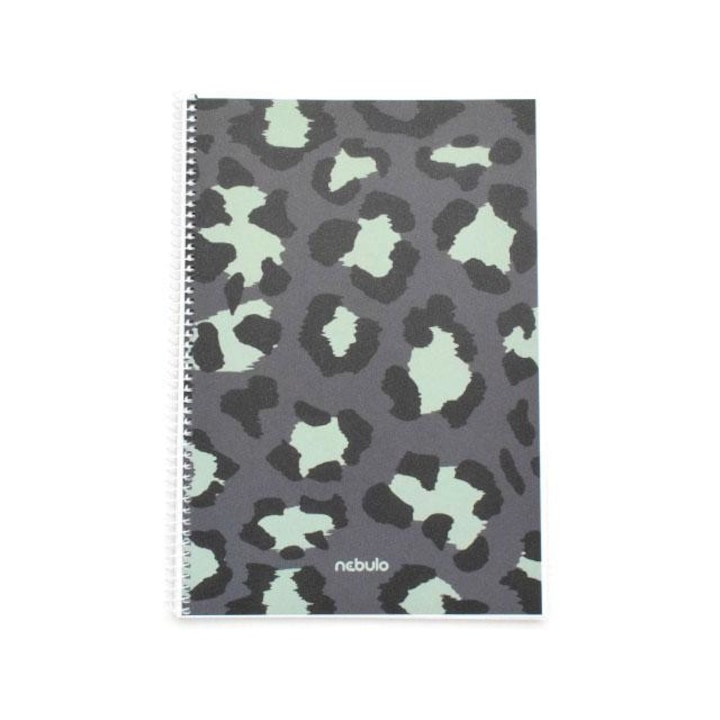 Nebulo: design spirálozott kockás füzet a4 70 lapos szürke leopárd minta