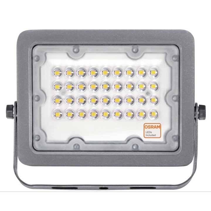 LED проектор 30W, Osram, тънък, 2700Lm, водоустойчив, студено бяло 6000K, алуминий, 16.8x12.2x2.4 cm