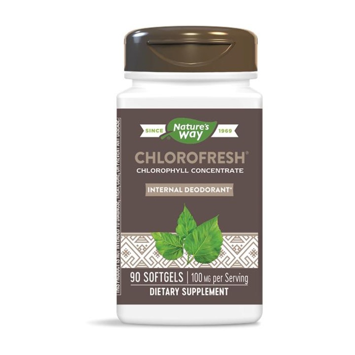 Хранителна добавка с хлорофил концентрат, NATURES WAY, CHLOROFRESH, 90 caps