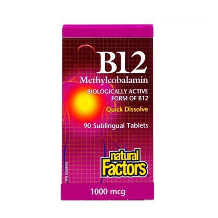 Supliment alimentar, Natural Factors, Metilcobalamina, 1000 mcg, 90 tablete