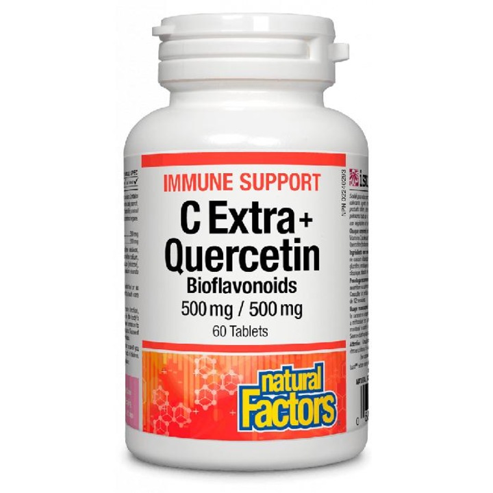 Supliment alimentar, Natural Factors, C Extra + Quercetin Bioflavonoide 500mg/500mg, 60 comprimate