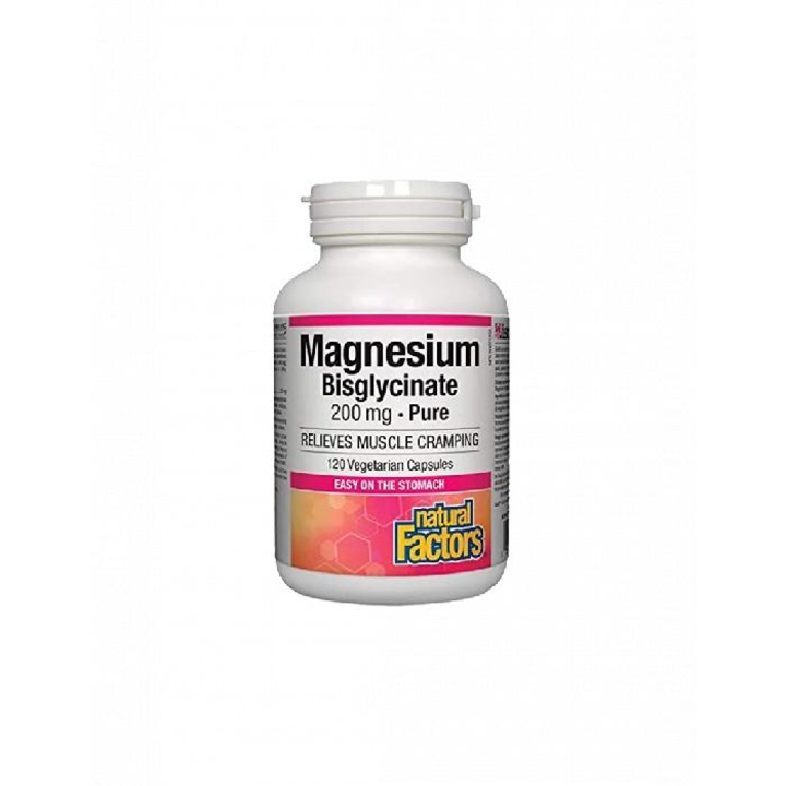 Хранителна добавка, NATURAL FACTORS, Magnesium Bisglycinate 200mg, 120 caps